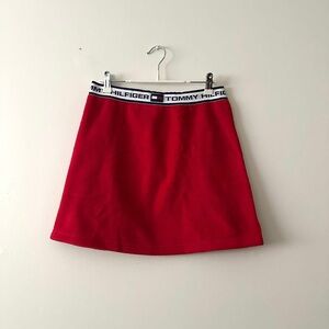 Vintage Tommy Hilfiger Red A-Line Mini Skirt for Casual Wear